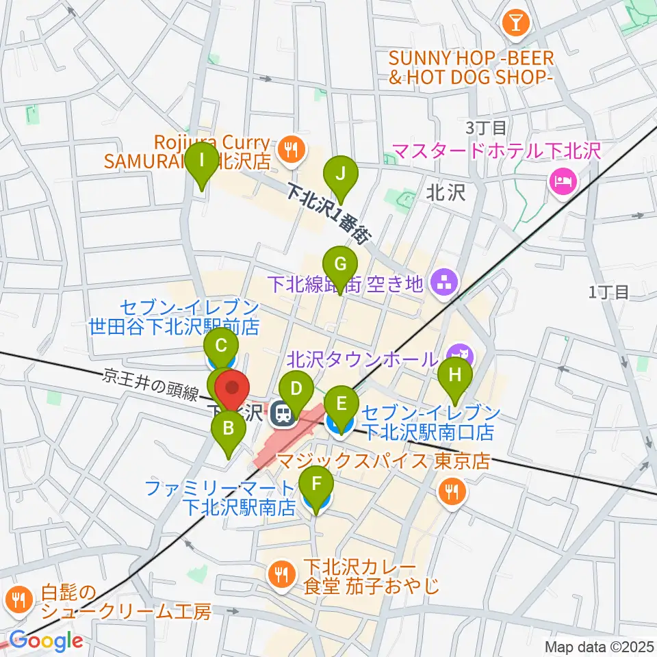 ガードアイランドスタジオ下北沢WEST周辺のコンビニエンスストア一覧地図