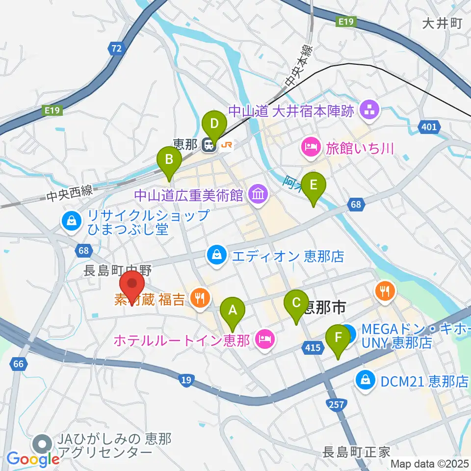 恵那文化センター周辺のコンビニエンスストア一覧地図