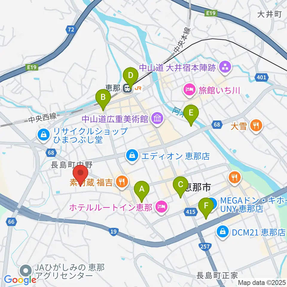 恵那文化センター周辺のコンビニエンスストア一覧地図