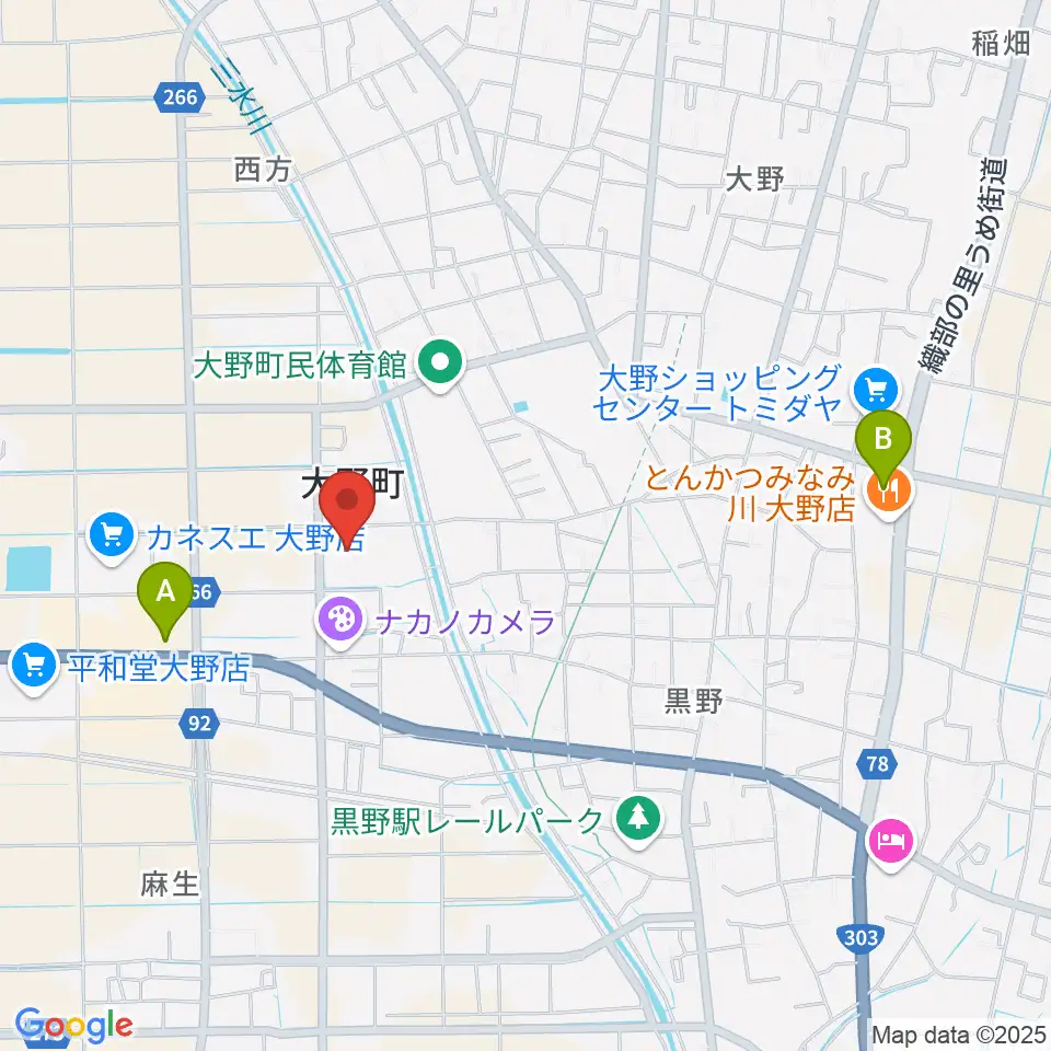 大野町総合町民センター周辺のコンビニエンスストア一覧地図