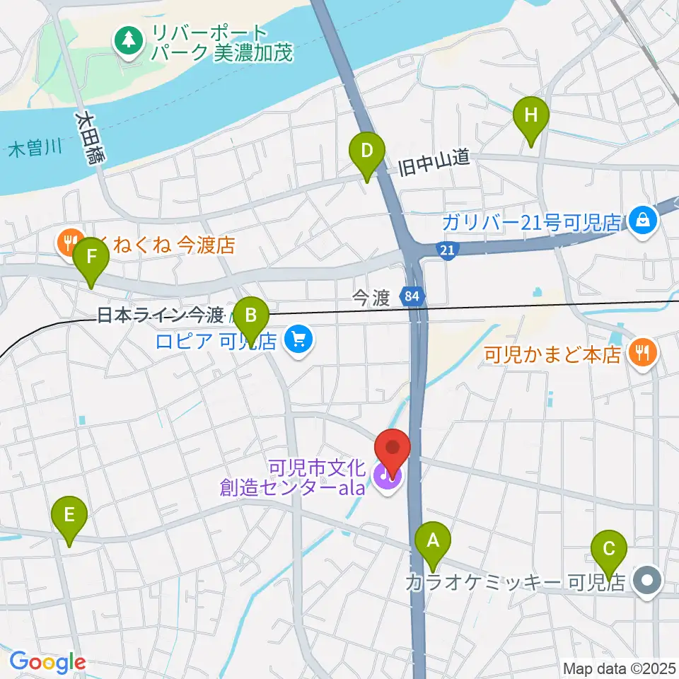 可児市文化創造センターala周辺のコンビニエンスストア一覧地図
