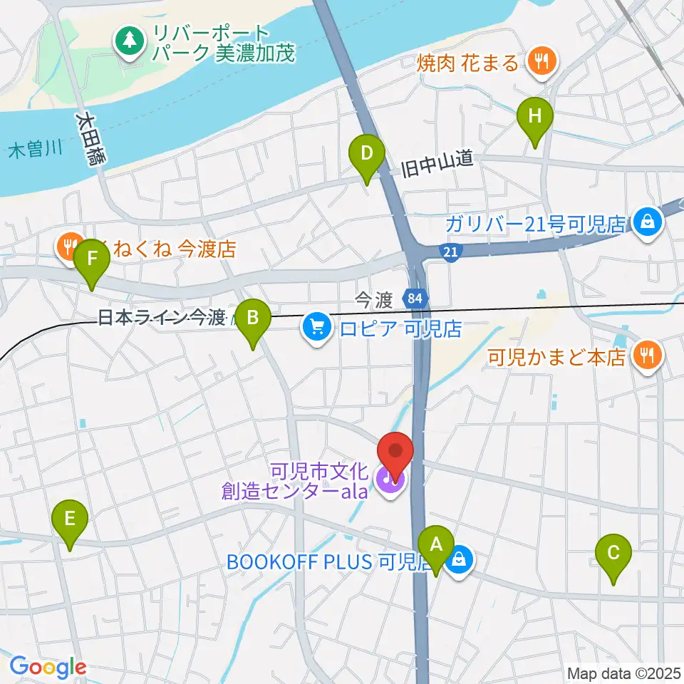 可児市文化創造センターala周辺のコンビニエンスストア一覧地図
