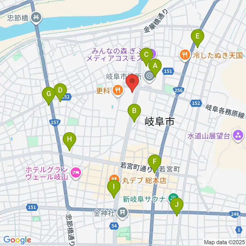 ぎふしんフォーラム周辺のコンビニエンスストア一覧地図