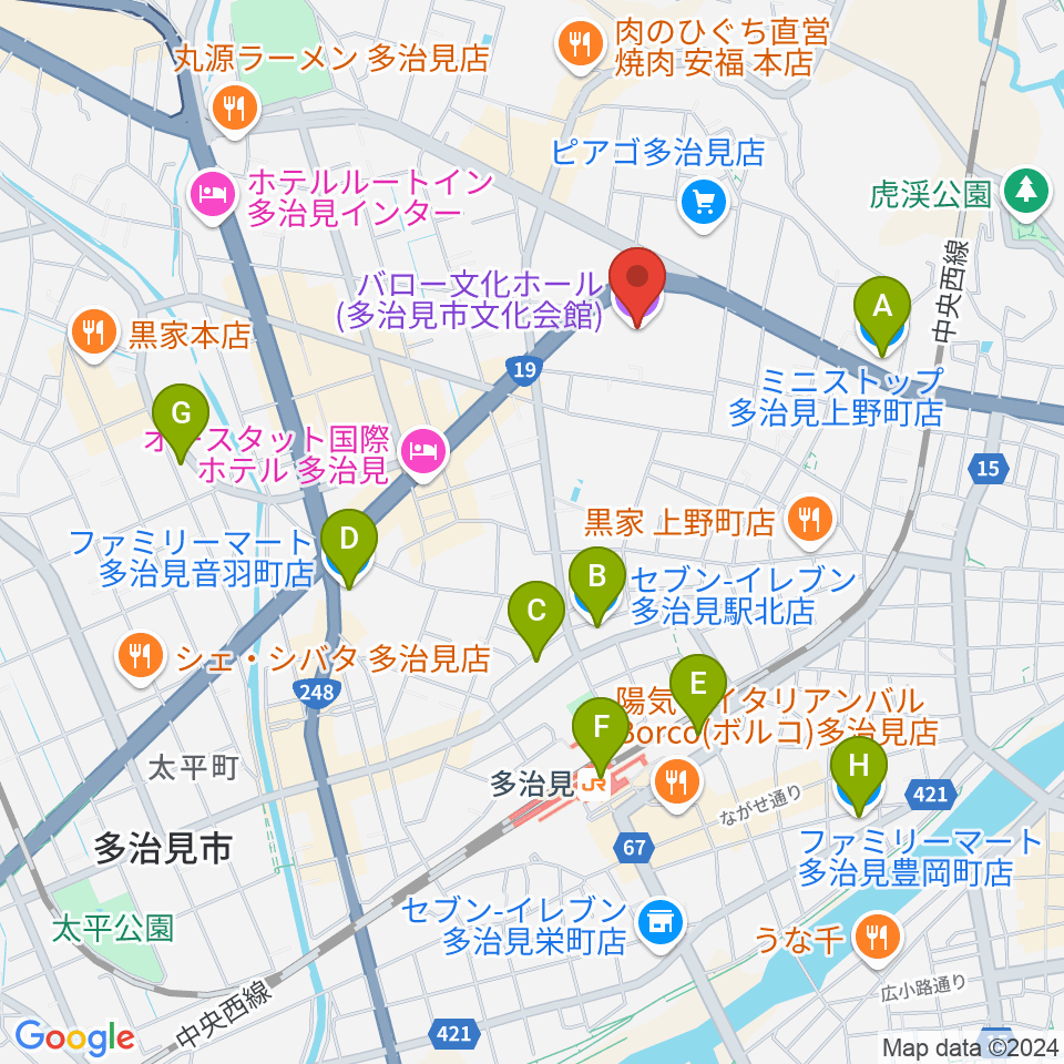 バロー文化ホール周辺のコンビニエンスストア一覧地図