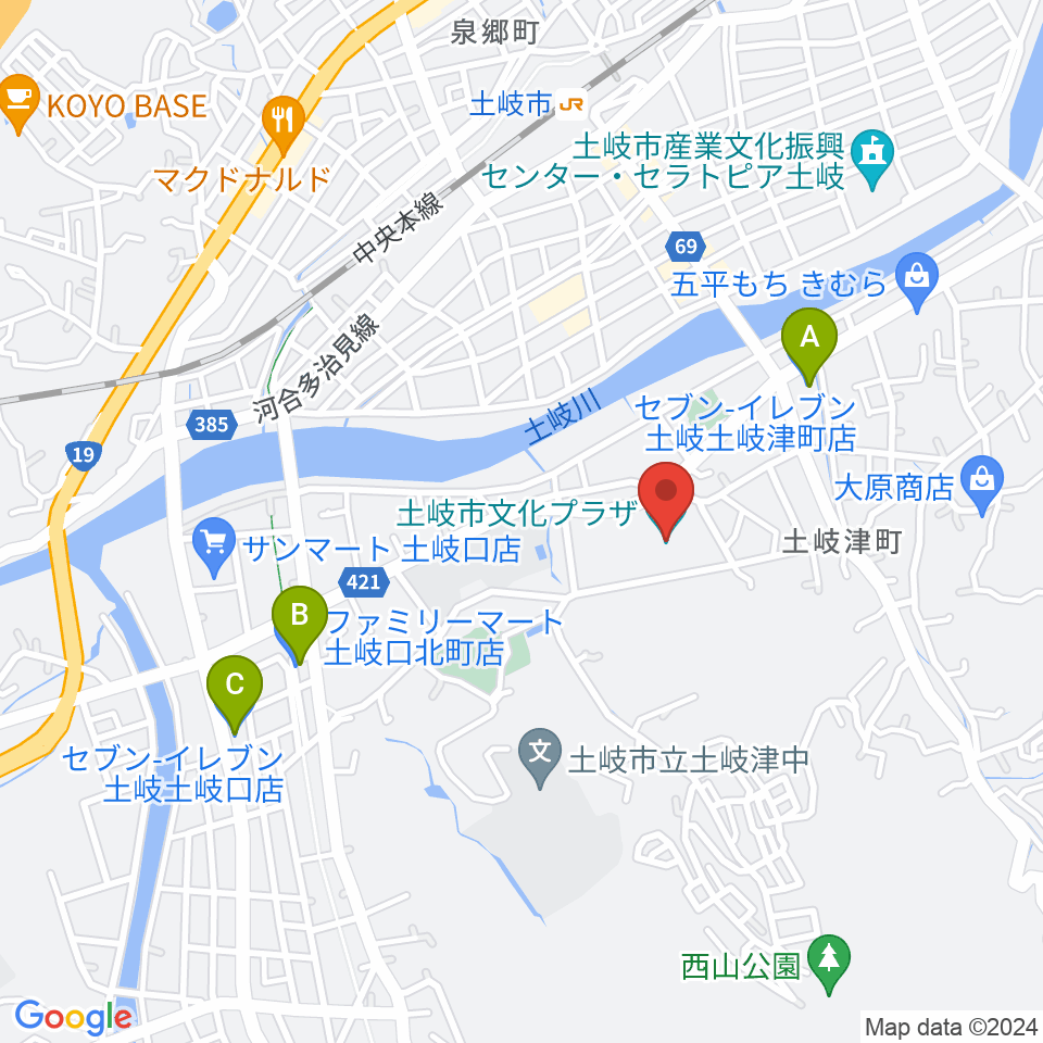 土岐市文化プラザ周辺のコンビニエンスストア一覧地図