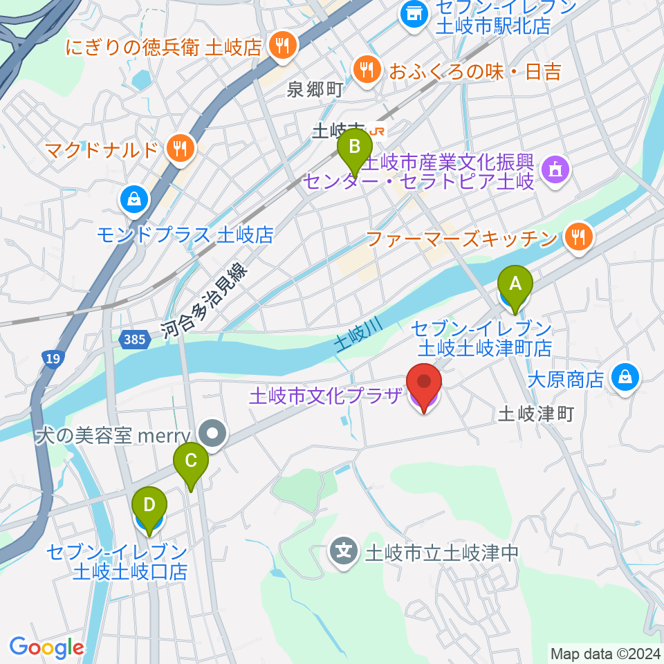 土岐市文化プラザ周辺のコンビニエンスストア一覧地図