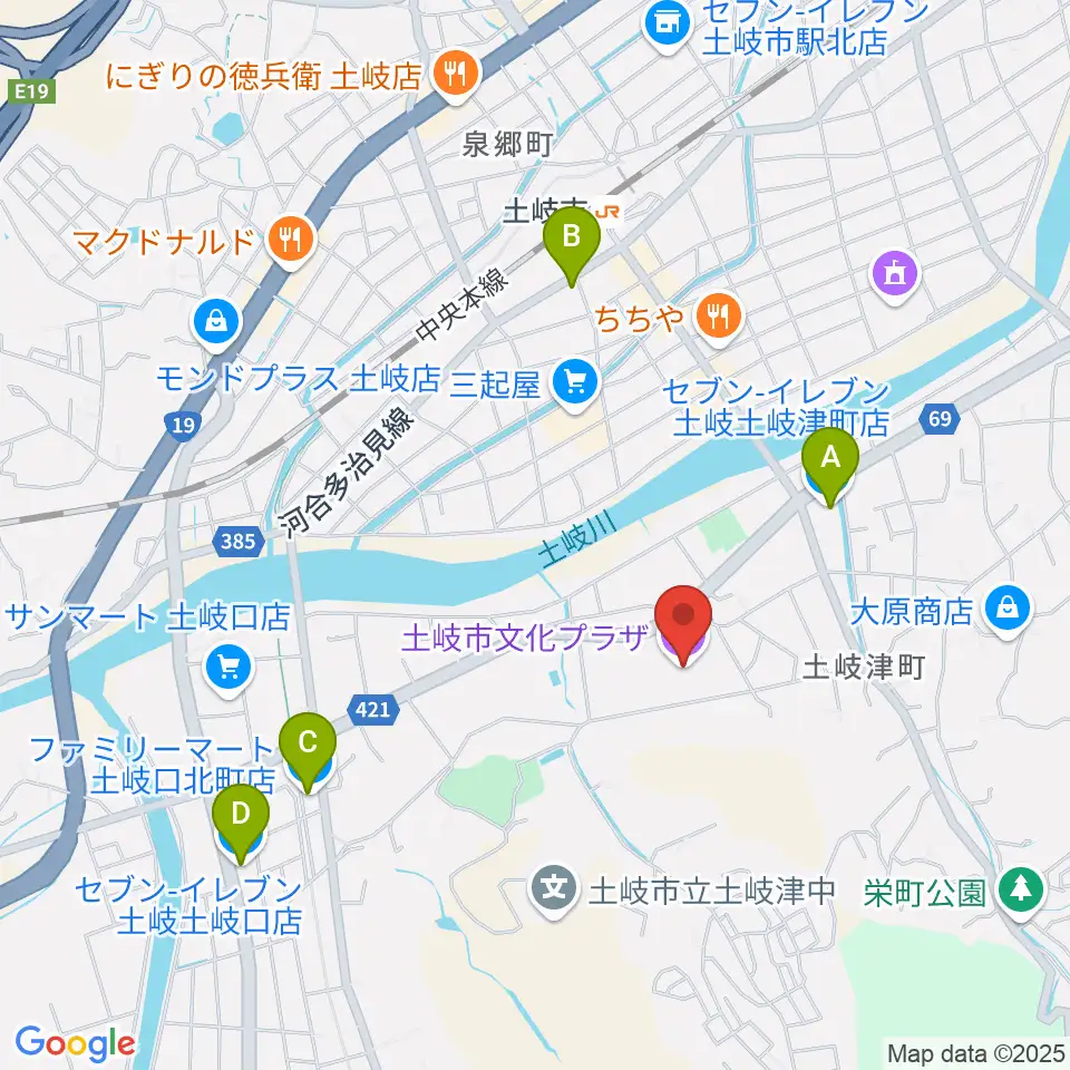 土岐市文化プラザ周辺のコンビニエンスストア一覧地図