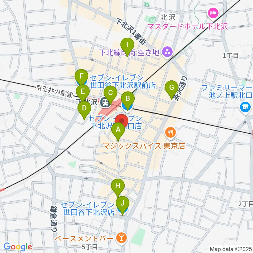 ガードアイランドスタジオ下北沢店周辺のコンビニエンスストア一覧地図