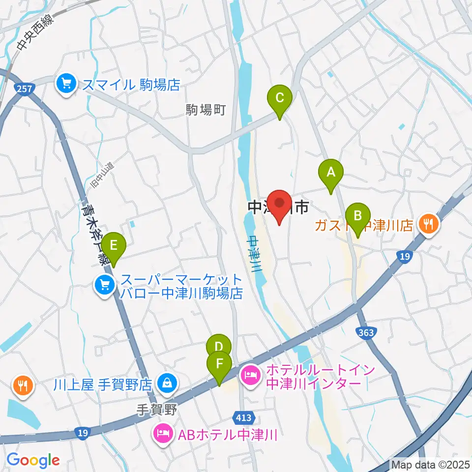 中津川文化会館周辺のコンビニエンスストア一覧地図