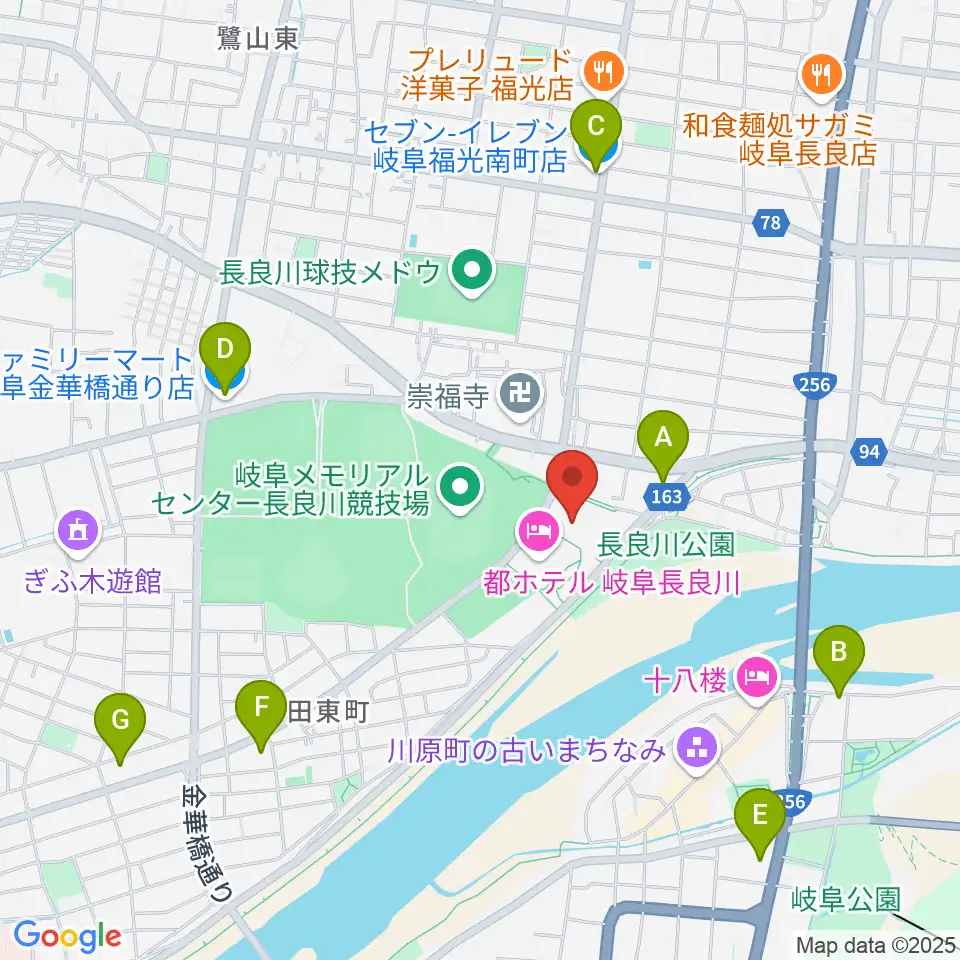 長良川国際会議場周辺のコンビニエンスストア一覧地図