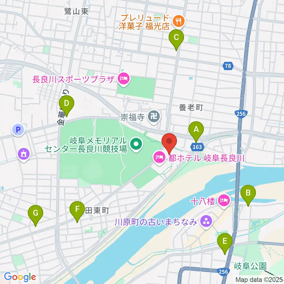 長良川国際会議場周辺のコンビニエンスストア一覧地図