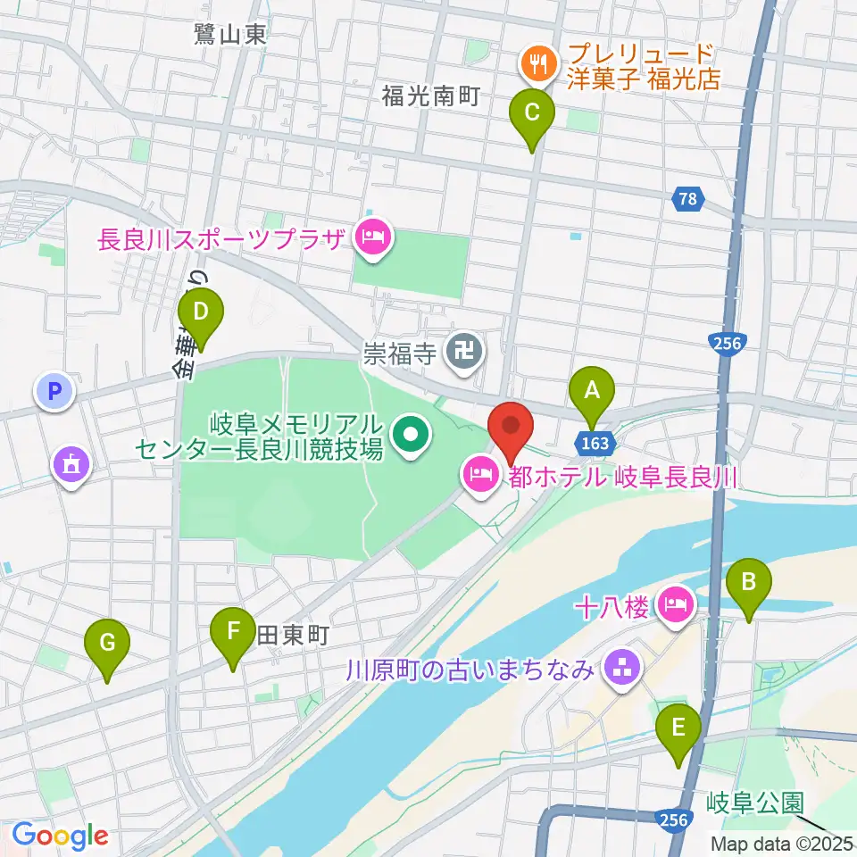 長良川国際会議場周辺のコンビニエンスストア一覧地図