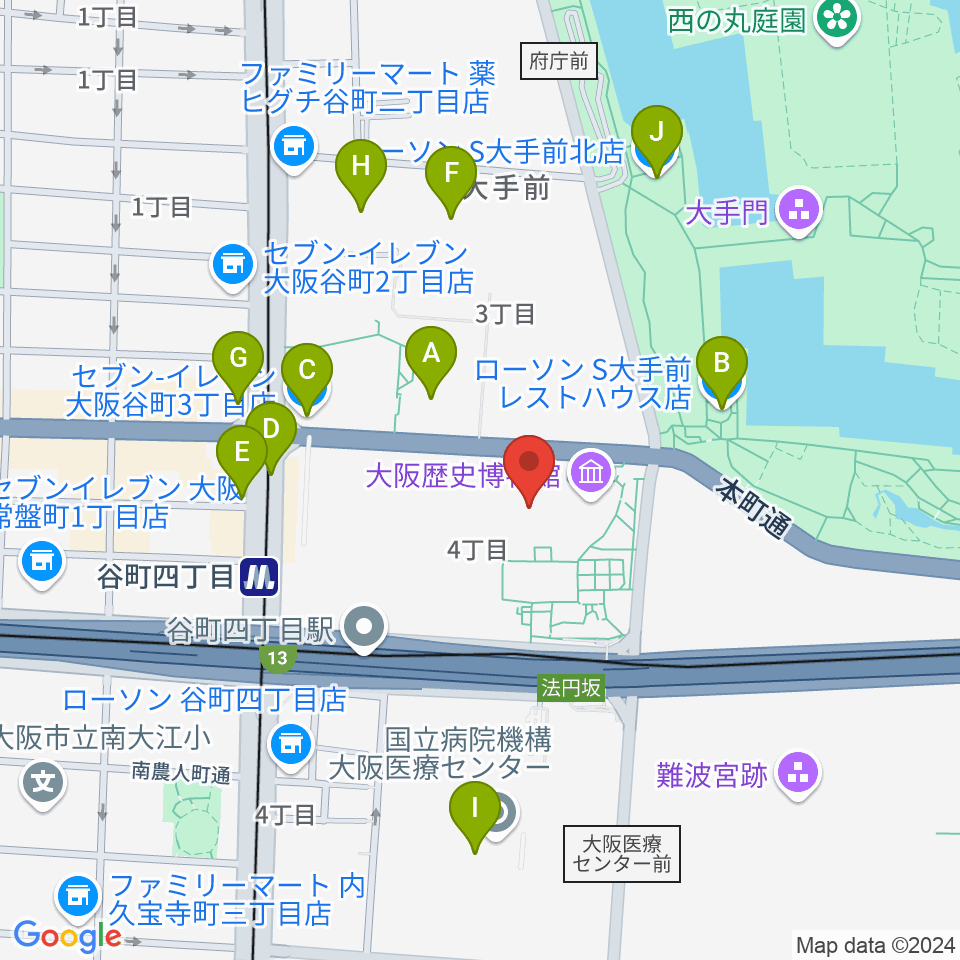 NHK大阪ホール周辺のコンビニエンスストア一覧地図