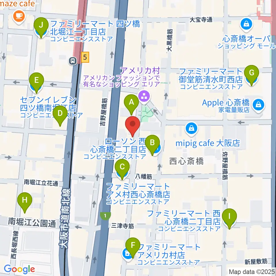 心斎橋キングコブラ周辺のコンビニエンスストア一覧地図