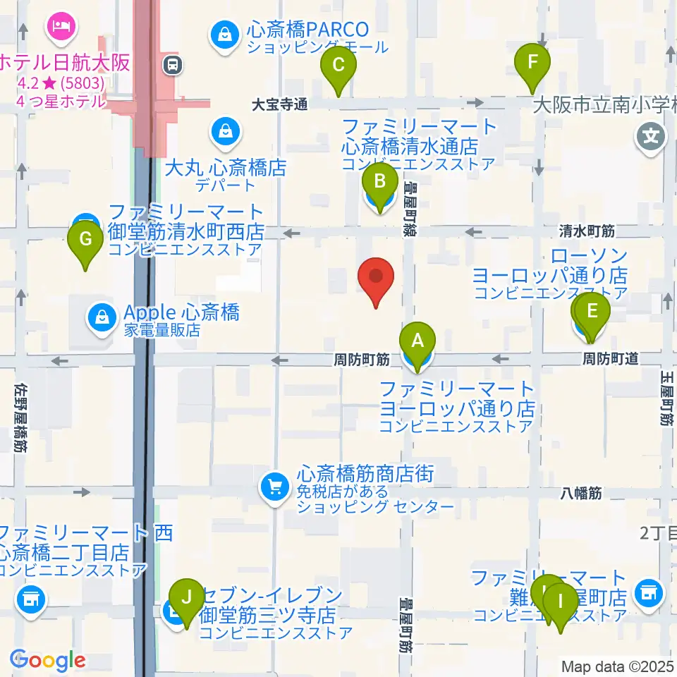 OSAKA MUSE周辺のコンビニエンスストア一覧地図