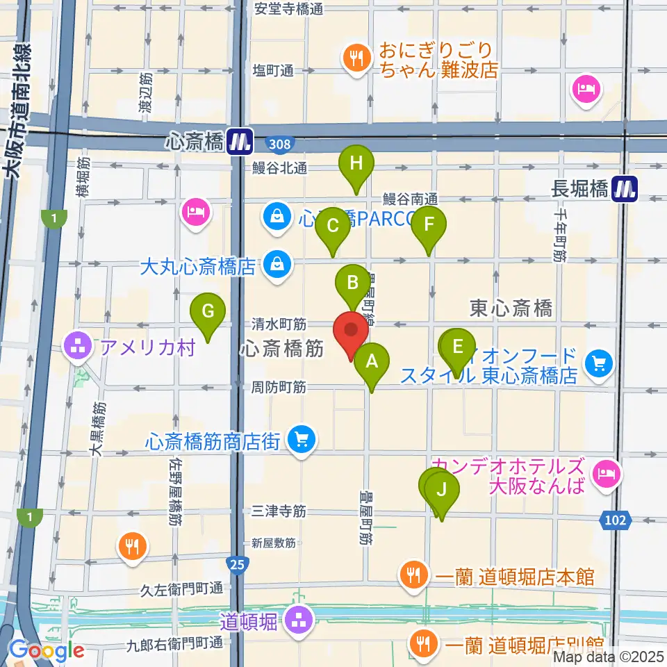 OSAKA MUSE周辺のコンビニエンスストア一覧地図