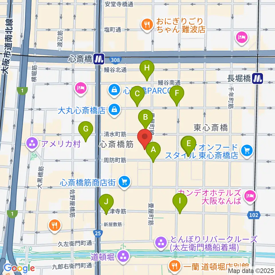 OSAKA MUSE周辺のコンビニエンスストア一覧地図