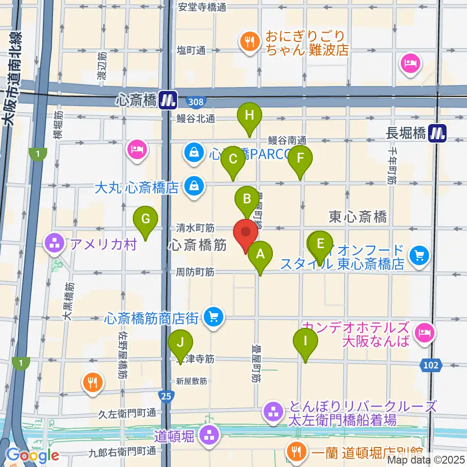 OSAKA MUSE周辺のコンビニエンスストア一覧地図