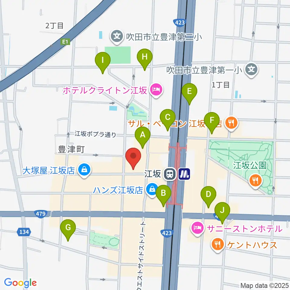 江坂ミューズ周辺のコンビニエンスストア一覧地図