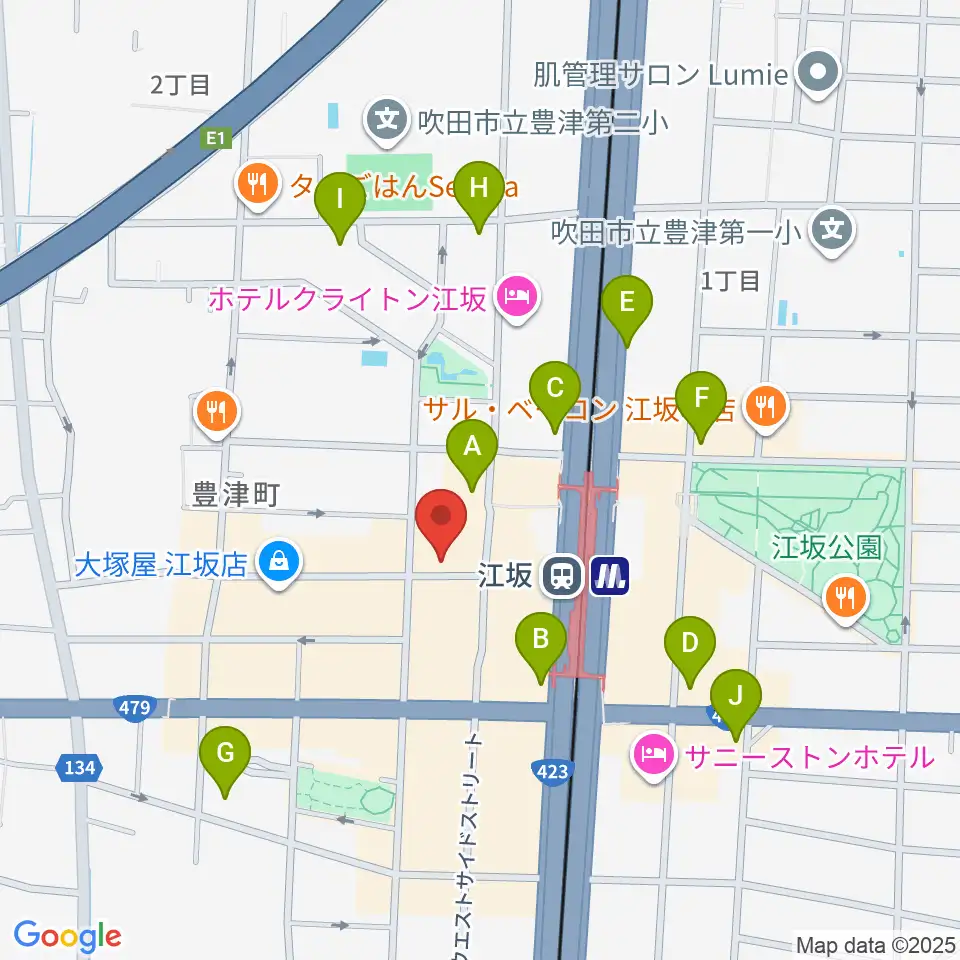 江坂ミューズ周辺のコンビニエンスストア一覧地図