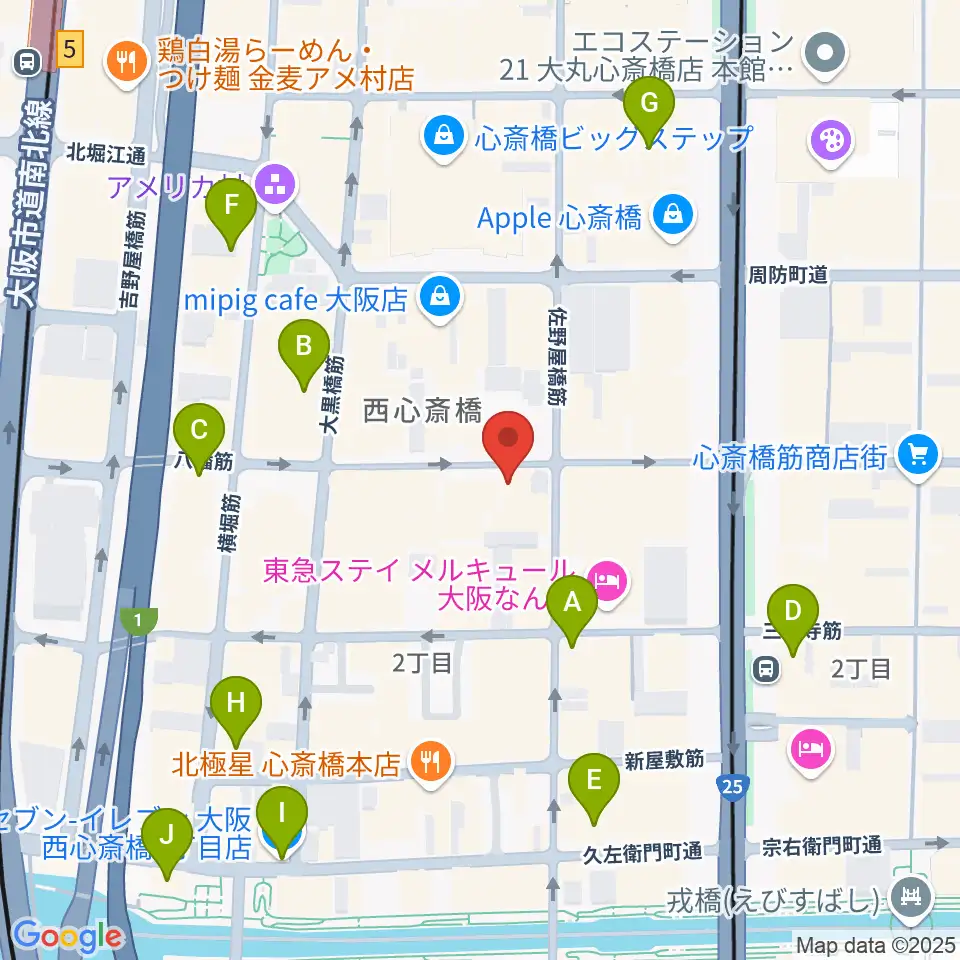 心斎橋HOKAGE周辺のコンビニエンスストア一覧地図