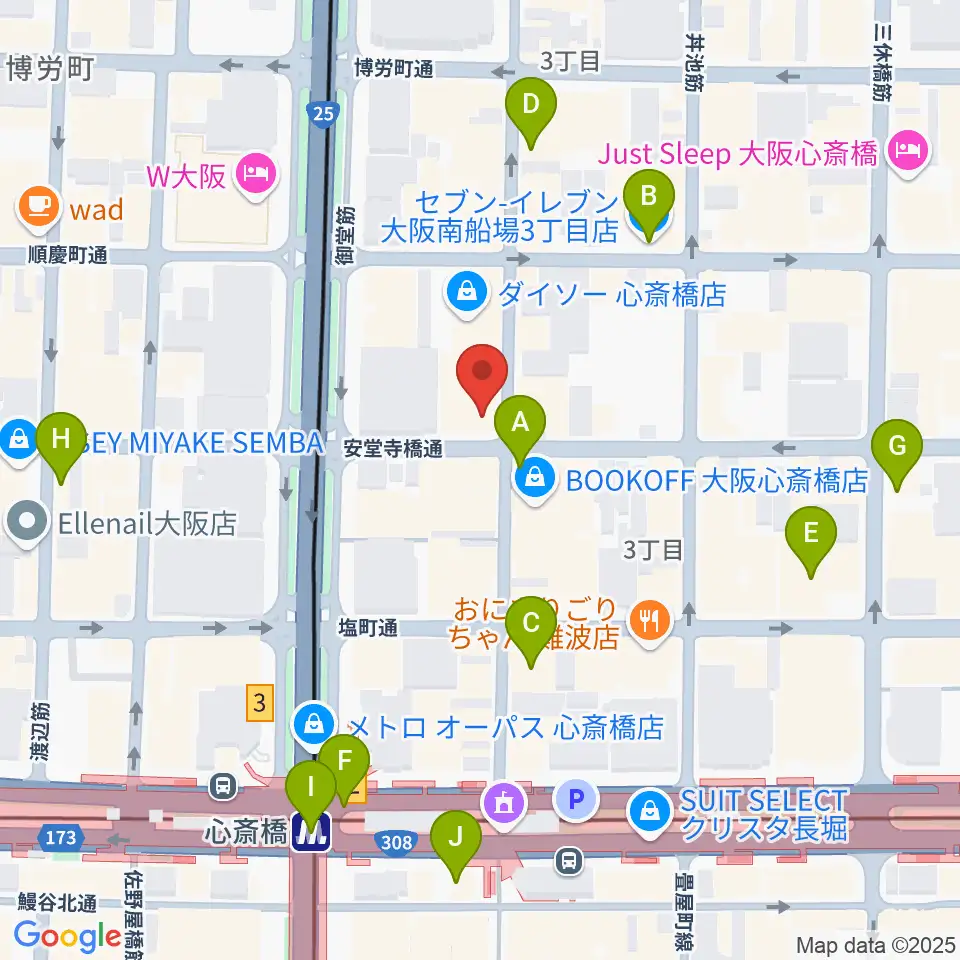 大阪RUIDO周辺のコンビニエンスストア一覧地図