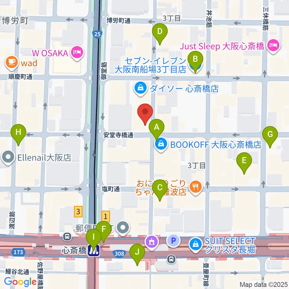 大阪RUIDO周辺のコンビニエンスストア一覧地図