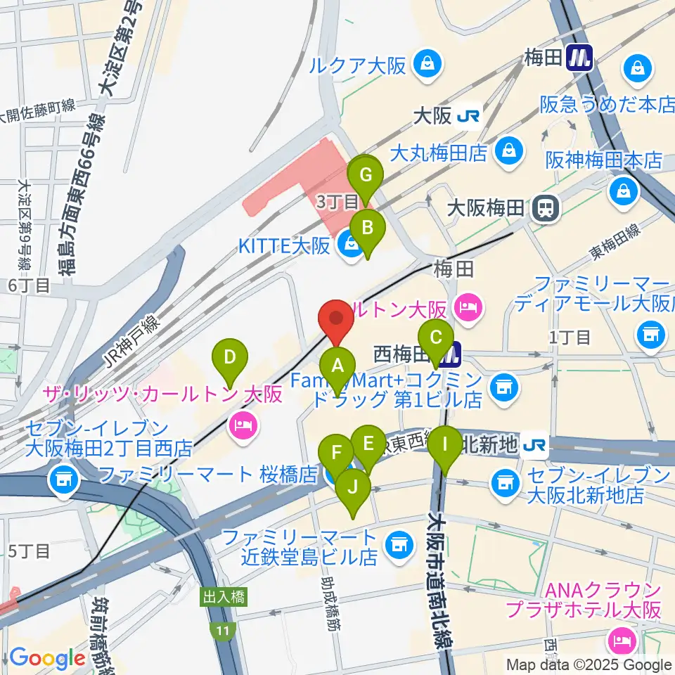 ビルボードライブ大阪周辺のコンビニエンスストア一覧地図