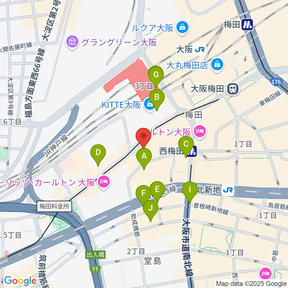 ビルボードライブ大阪周辺のコンビニエンスストア一覧地図