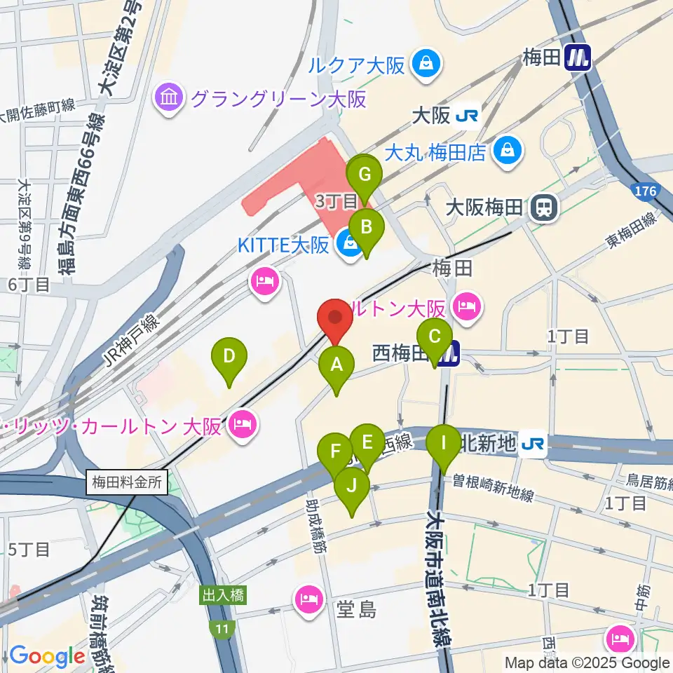 ビルボードライブ大阪周辺のコンビニエンスストア一覧地図