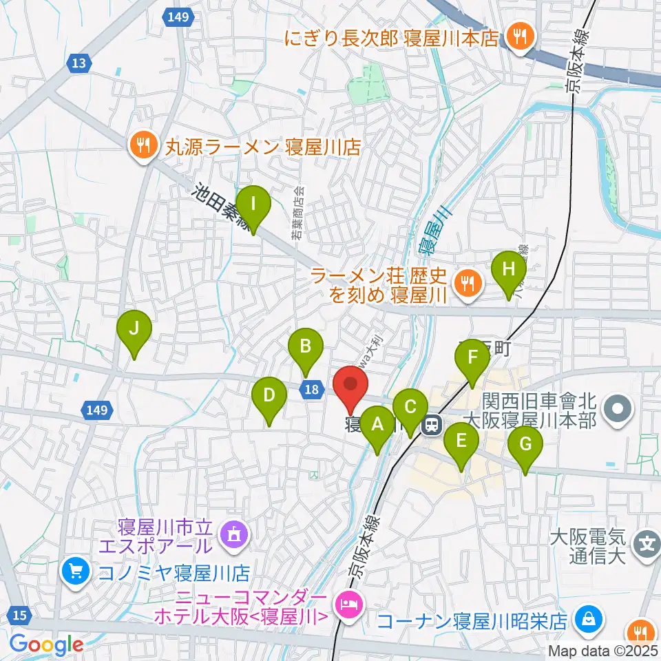 寝屋川VINTAGE周辺のコンビニエンスストア一覧地図