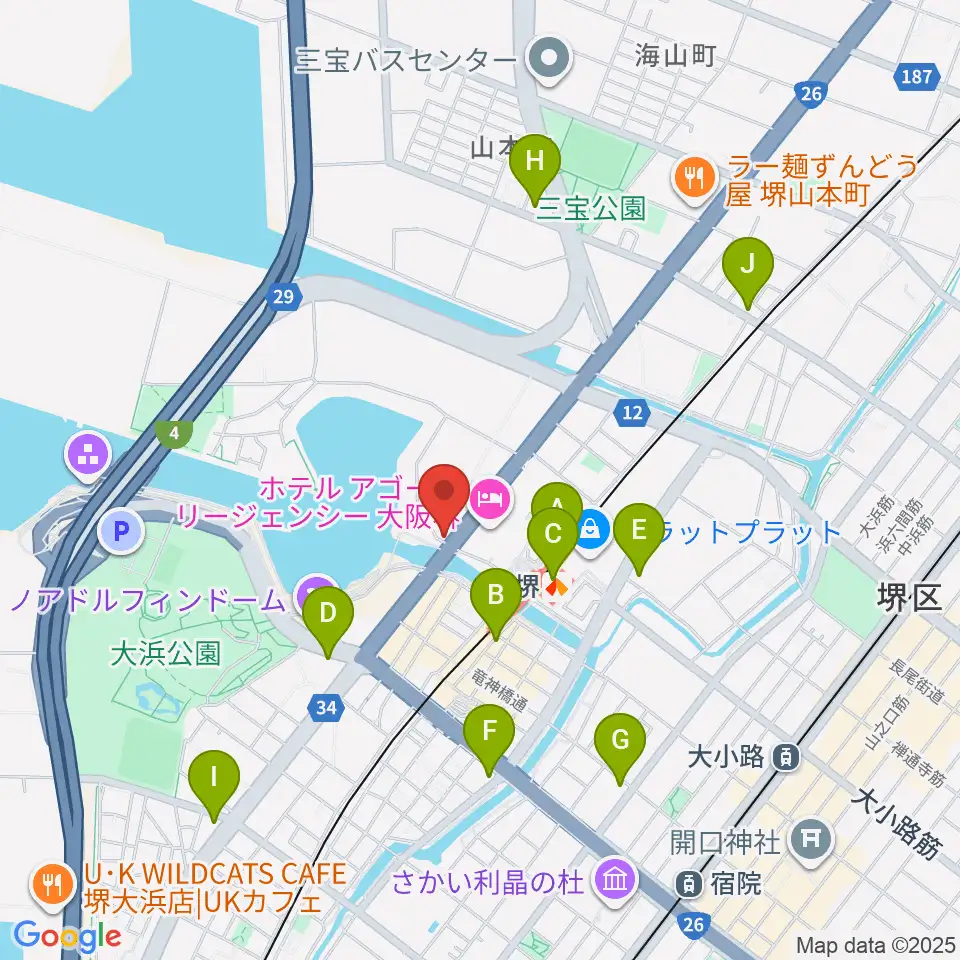 堺ファンダンゴ周辺のコンビニエンスストア一覧地図