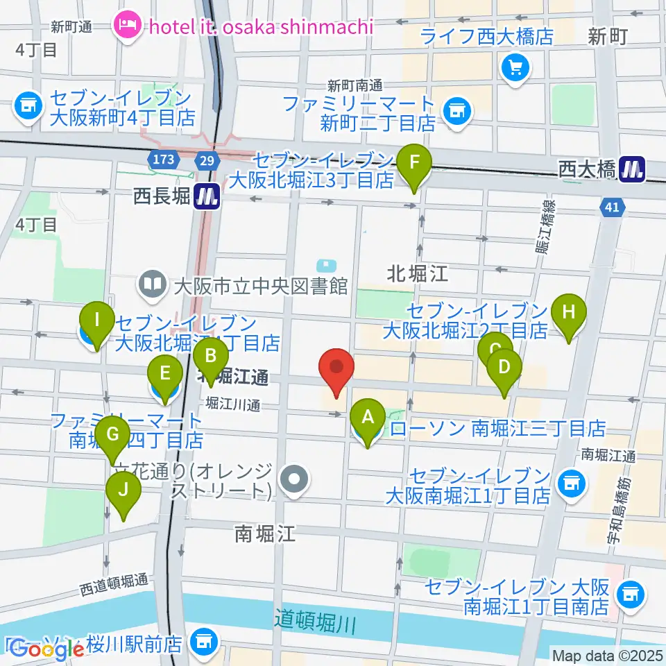 南堀江knave周辺のコンビニエンスストア一覧地図