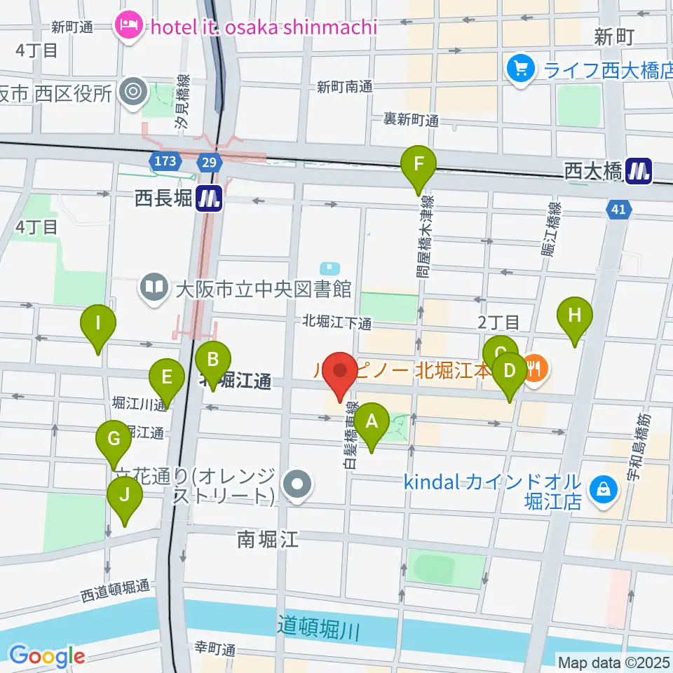南堀江knave周辺のコンビニエンスストア一覧地図