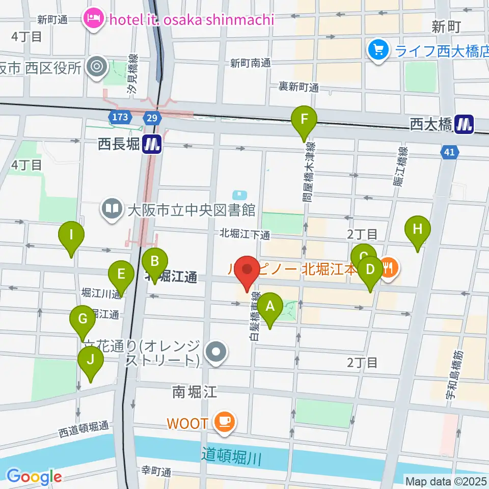 南堀江knave周辺のコンビニエンスストア一覧地図