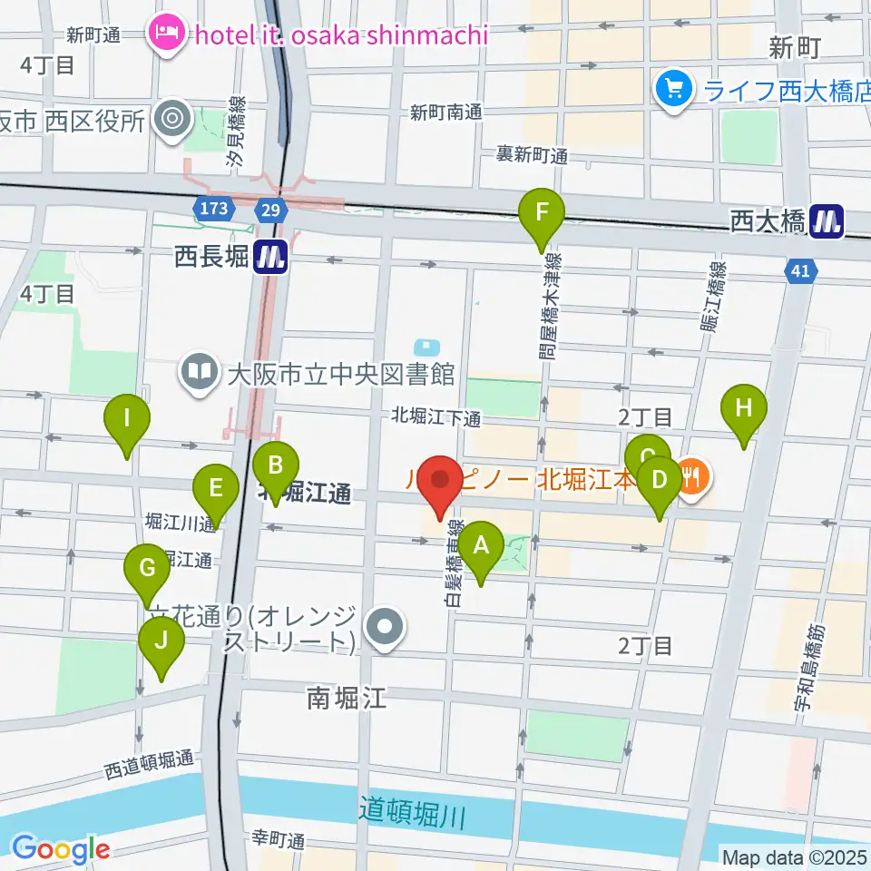 南堀江knave周辺のコンビニエンスストア一覧地図