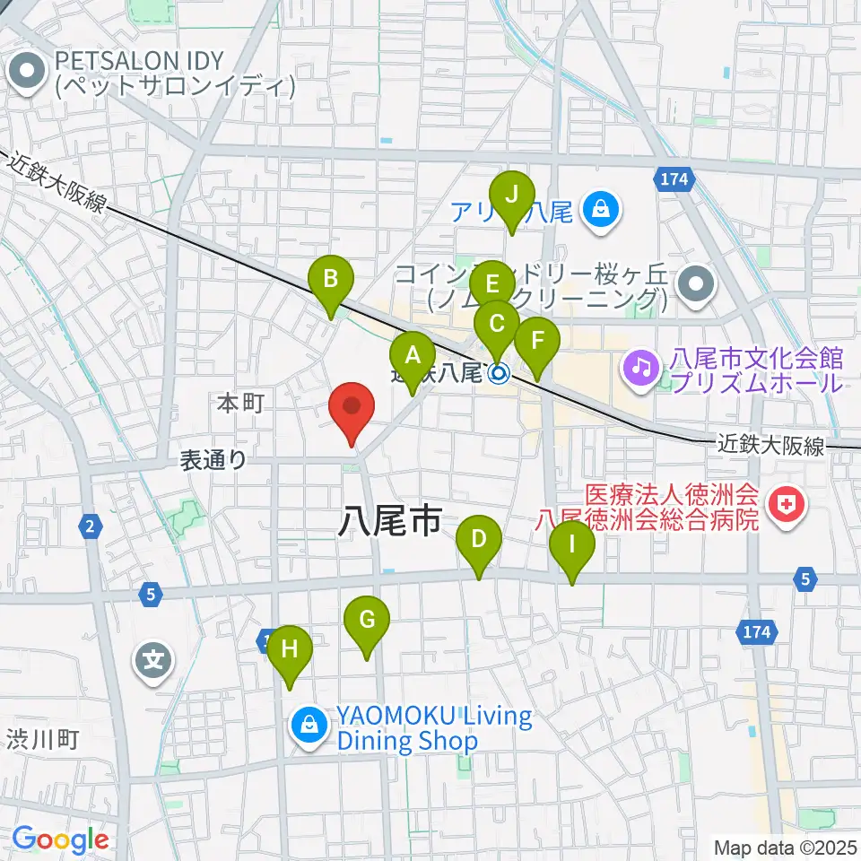 八尾シルキーホール周辺のコンビニエンスストア一覧地図