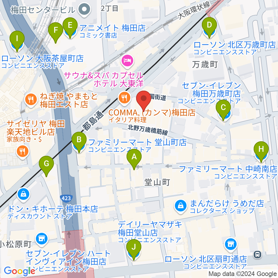 JAZZ ON TOP ACTⅢ店周辺のコンビニエンスストア一覧地図