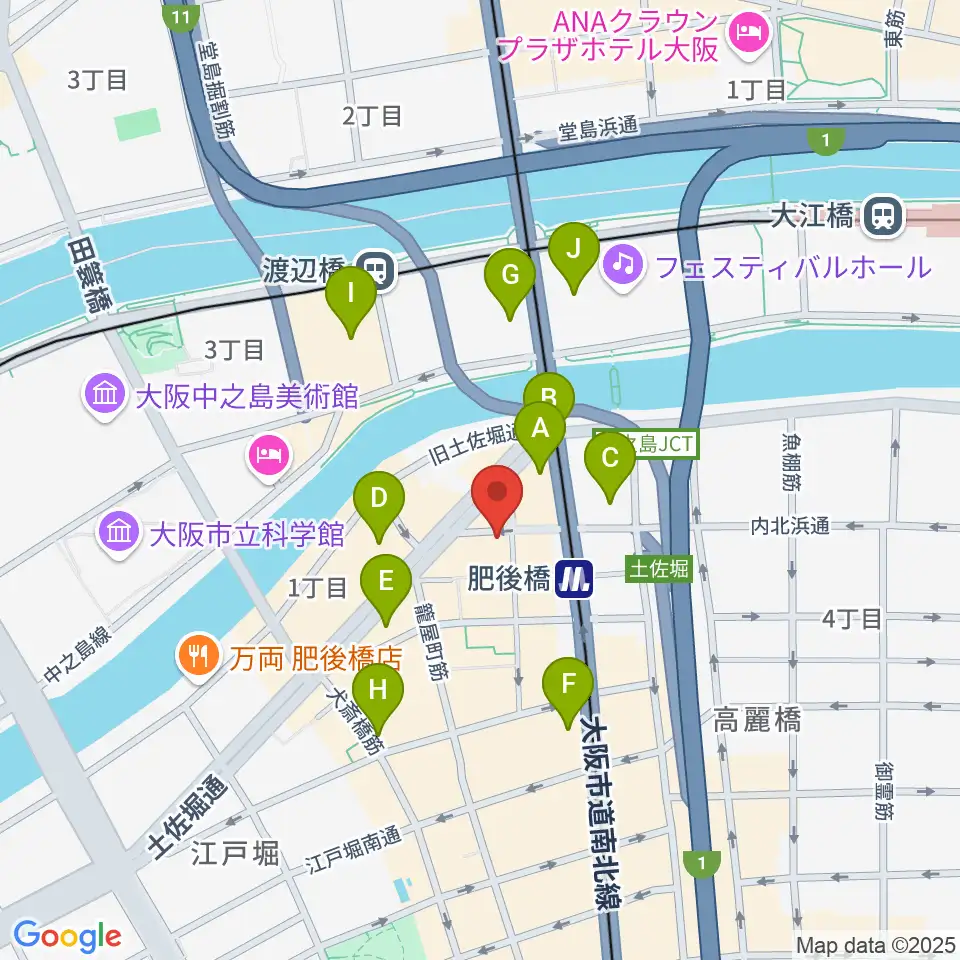 肥後橋VOXX周辺のコンビニエンスストア一覧地図