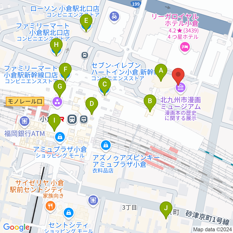 サウンドブギー小倉店周辺のコンビニエンスストア一覧地図