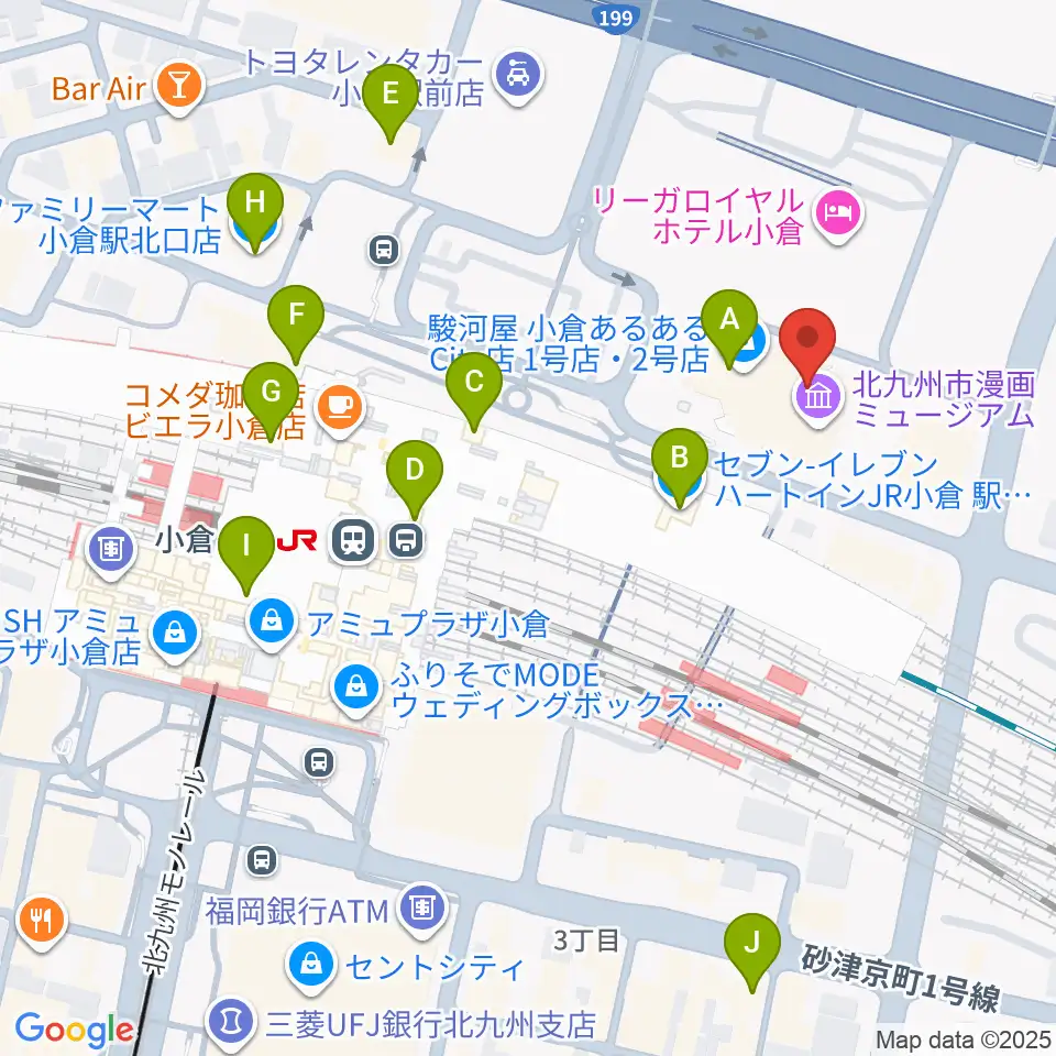 サウンドブギー小倉店周辺のコンビニエンスストア一覧地図