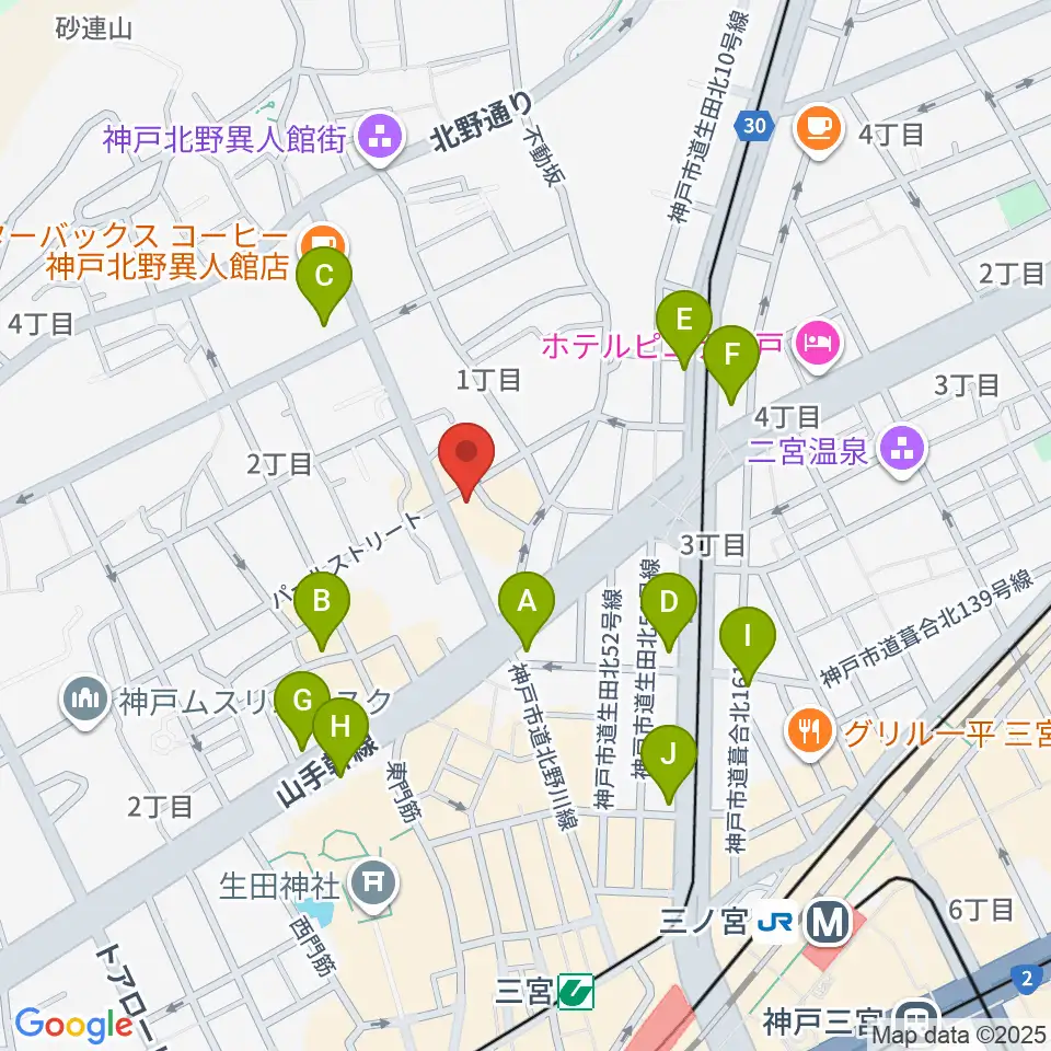 神戸ベイズンストリート周辺のコンビニエンスストア一覧地図