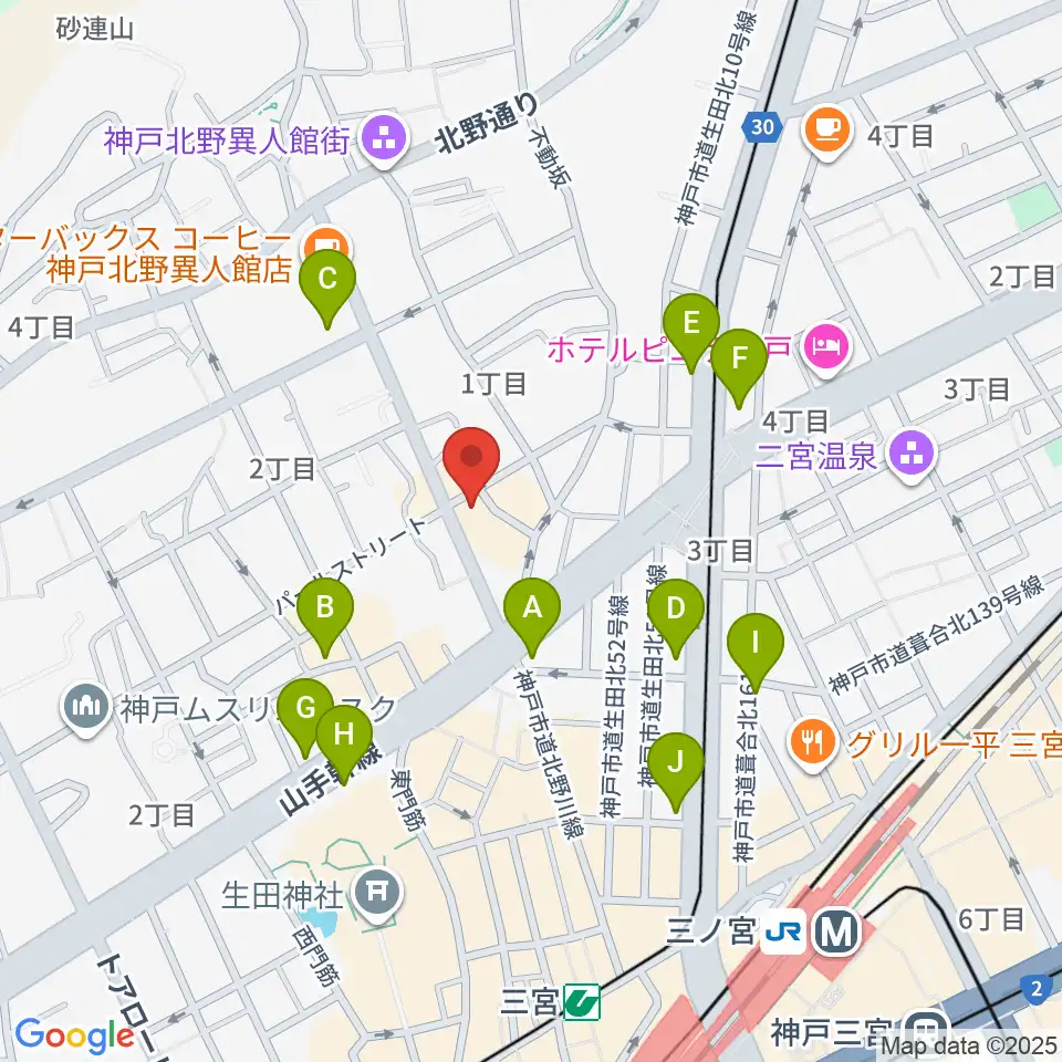 神戸ベイズンストリート周辺のコンビニエンスストア一覧地図