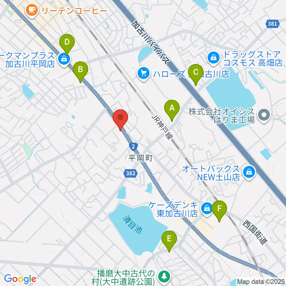 東加古川スターダンス周辺のコンビニエンスストア一覧地図