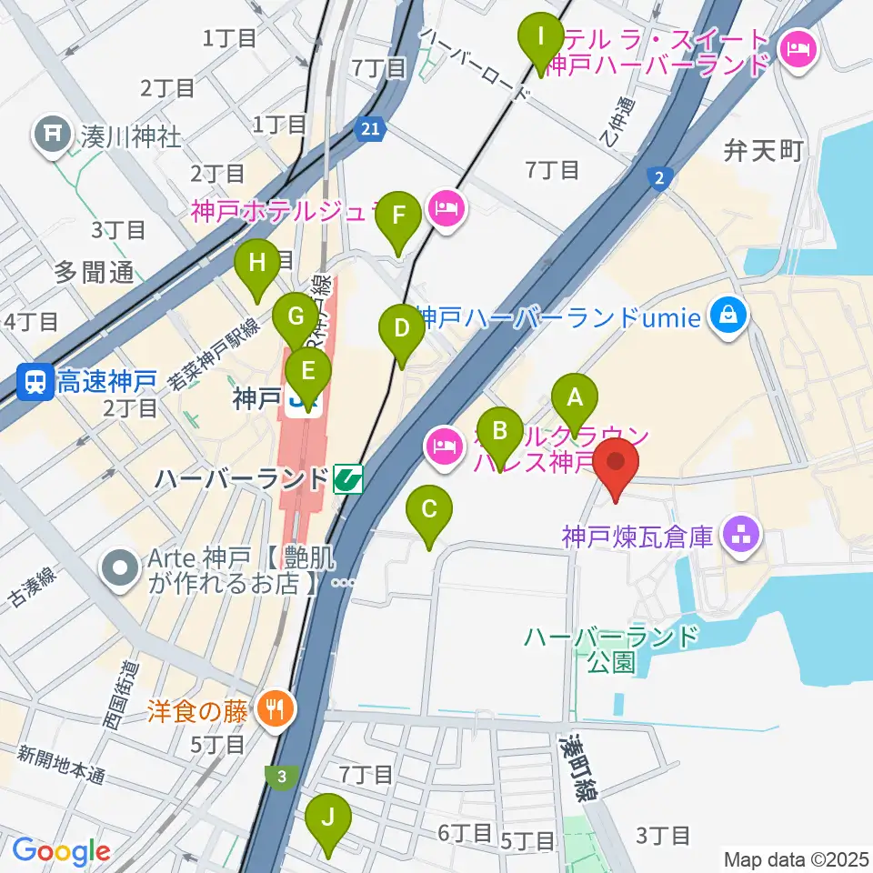 神戸新聞松方ホール周辺のコンビニエンスストア一覧地図