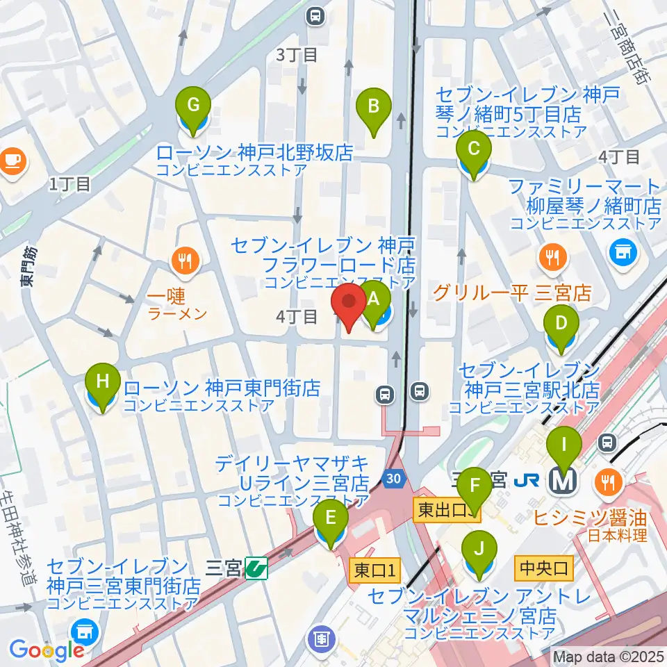 神戸BLUEPORT周辺のコンビニエンスストア一覧地図