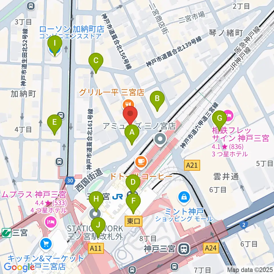 神戸グレートブルー周辺のコンビニエンスストア一覧地図