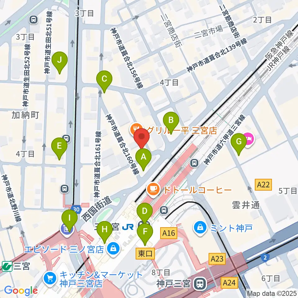 神戸グレートブルー周辺のコンビニエンスストア一覧地図