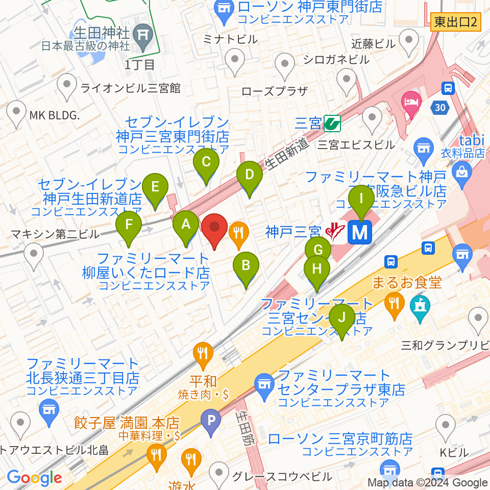 JazzBarグッドマン周辺のコンビニエンスストア一覧地図