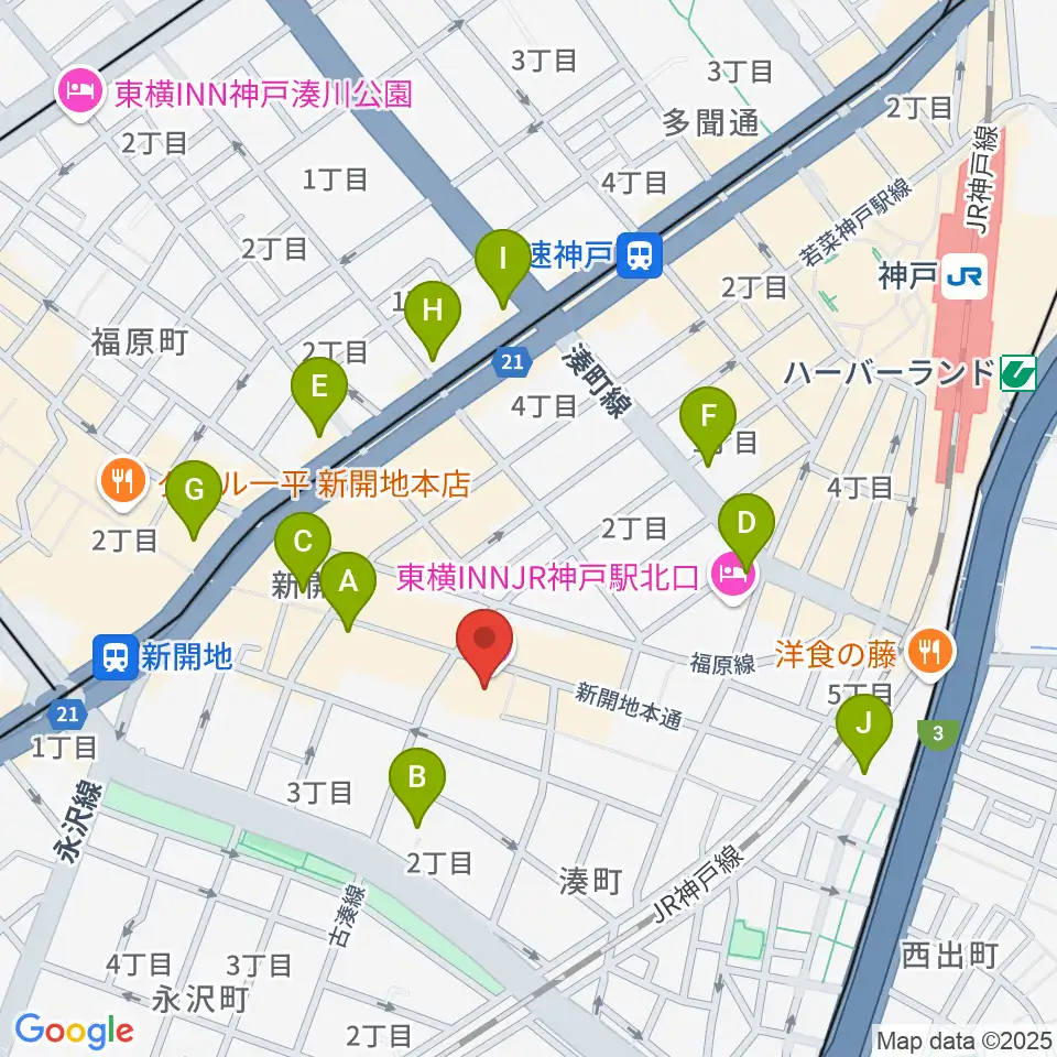 新開地アートひろば周辺のコンビニエンスストア一覧地図